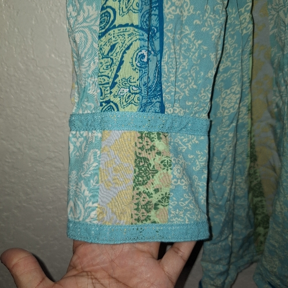 NWT Simply Noelle BoHo Long Sleeve Tie Neck Tunic Blouse Women's Size XXL - Picture 8 of 12